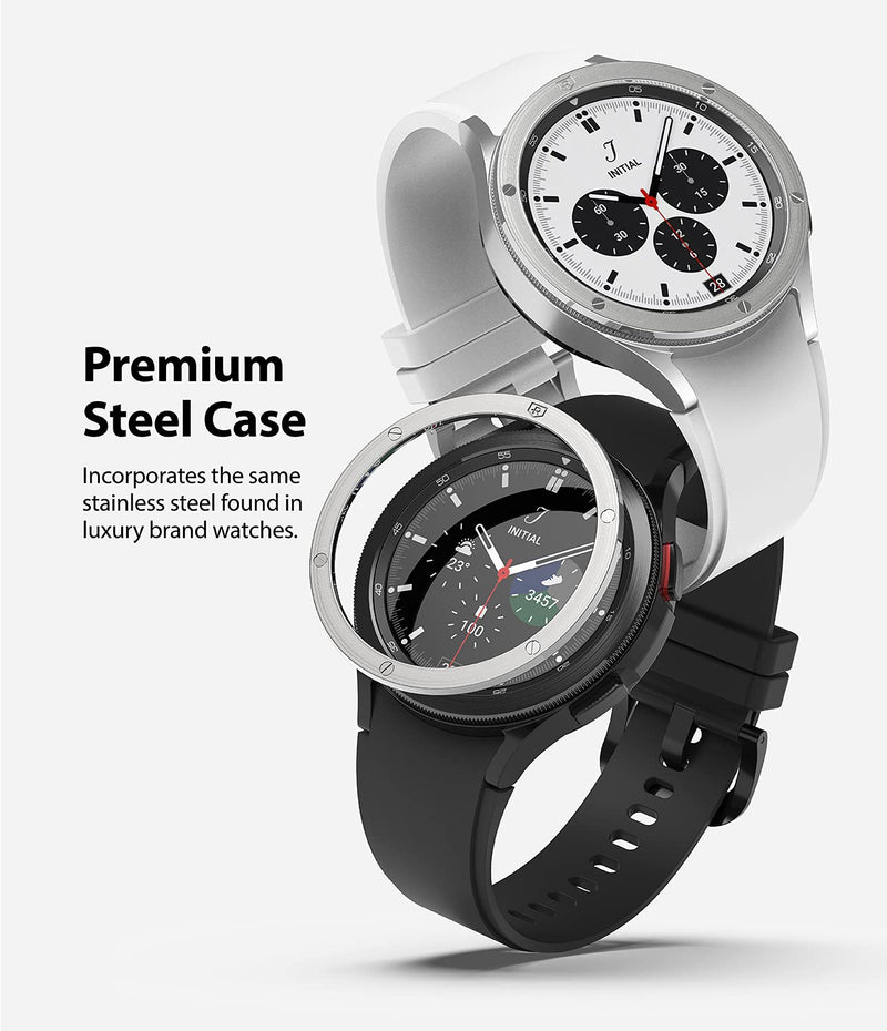 Ringke for Samsung Galaxy Watch 4 Classic Case 42mm [Bezel Styling 42-42] | Silver, Premium Stylish Stainless Steel Frame, Luxurious Formal Design, Open Screen Lightweight Cover Silver (42-42)