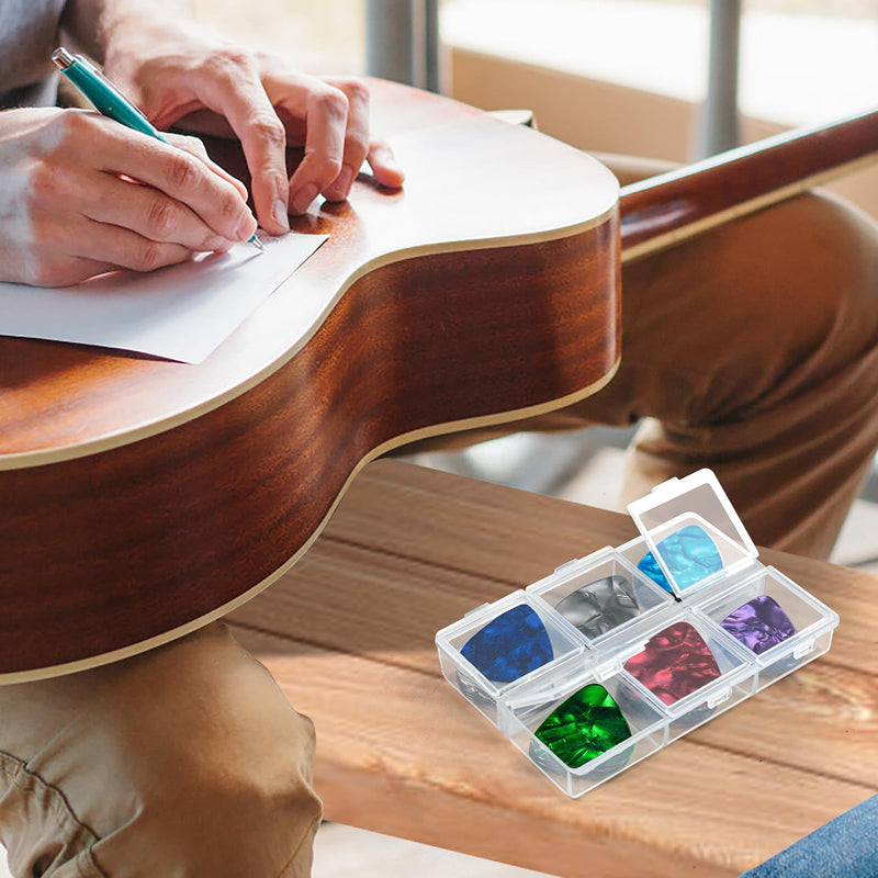 Guitar Pick Holder, Guitar Pick Case, 6-Grid Storage Organizer, Guitar Pick Storage Box, 60 Capacity, Box Only