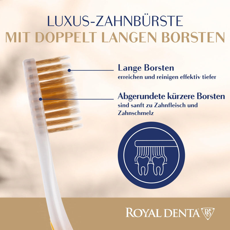 [AUSTRALIA] - Manual Toothbrush Medium for Adults, Floss Toothbrush with Gold, Yellow Royal Denta 
