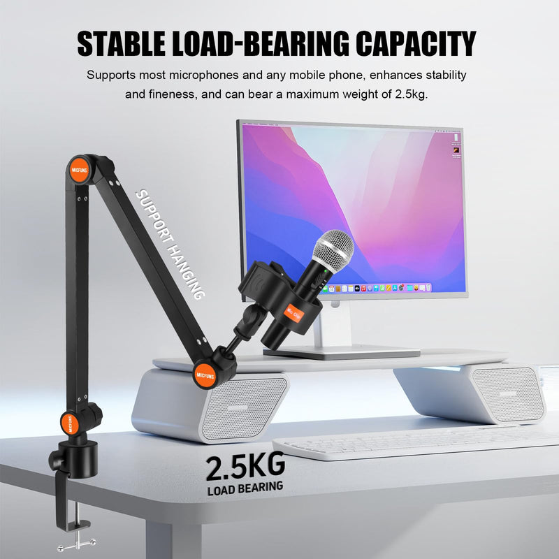 ST4 Microphone stand arm holder boom desk arm mic holder, with microphone upgraded clip, Suitable for 3kg microphone