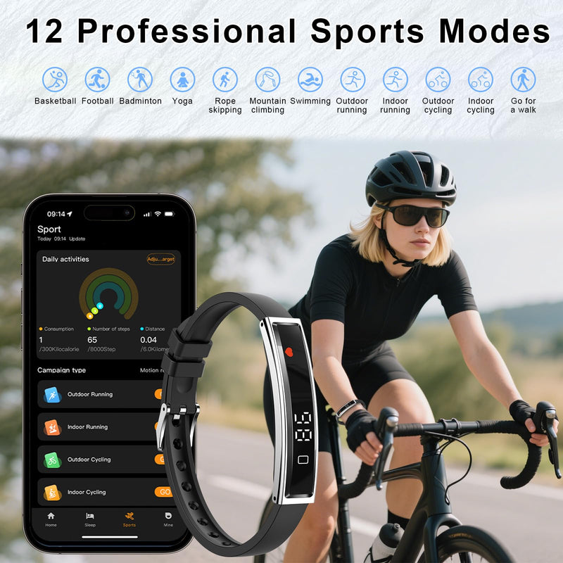Efolen Smart Bracelet for Women,Ultralight Fitness Tracker Smart Wristband with Heart Rate/Blood Oxygen/Sleep Monitor/Pedometer,Slim Smartwatch for Android iPhone,Activity Tracker,2 Band,Silver Silver