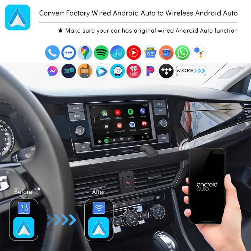 2IN1 Wireless CarPlay Android Auto Adapter for Apple iPhone ＆ Android (2025-2026 Upgrade), Convert Original Wired to Wireless CarPlay Adapter USB Dongle, Plug & Play, Fast Stable Connection