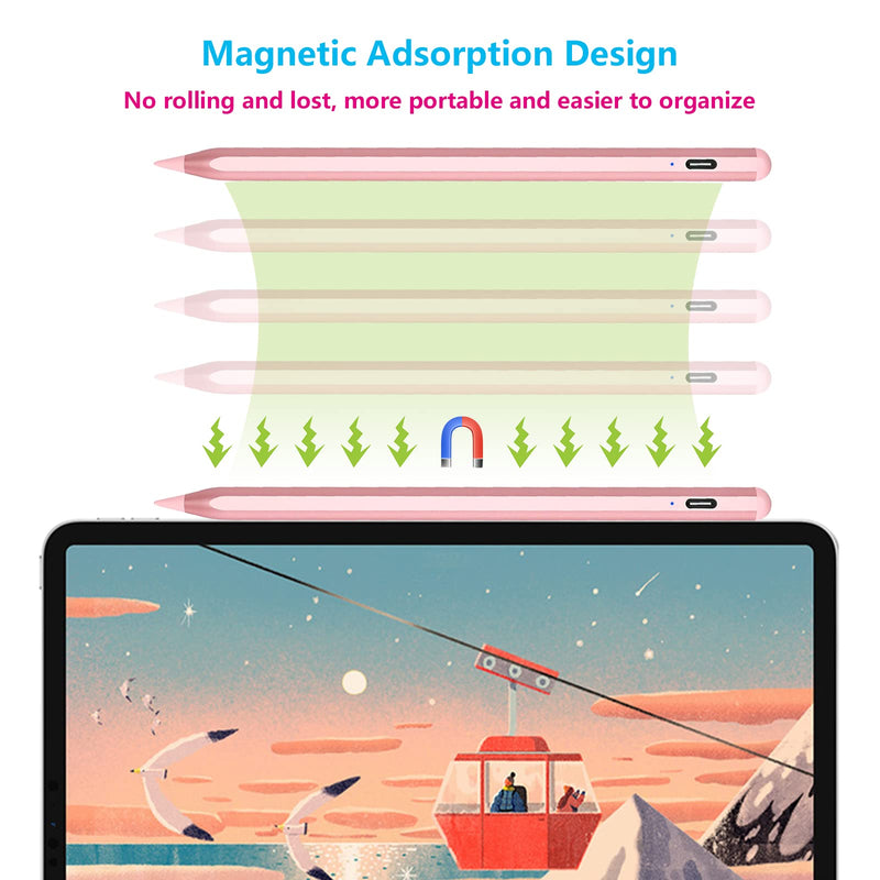 Stylus Pencil for Apple iPad 2018-2024 with Magnetic&Fast Charge Active Pencil Compatible with Apple iPad Pro13 M4/12.9/11inch,iPad Air M2/3/4/5,iPad 6-10,iPad Mini 5/6 Gen,ipad Pencil 8th&9th&10thGen RoseGold