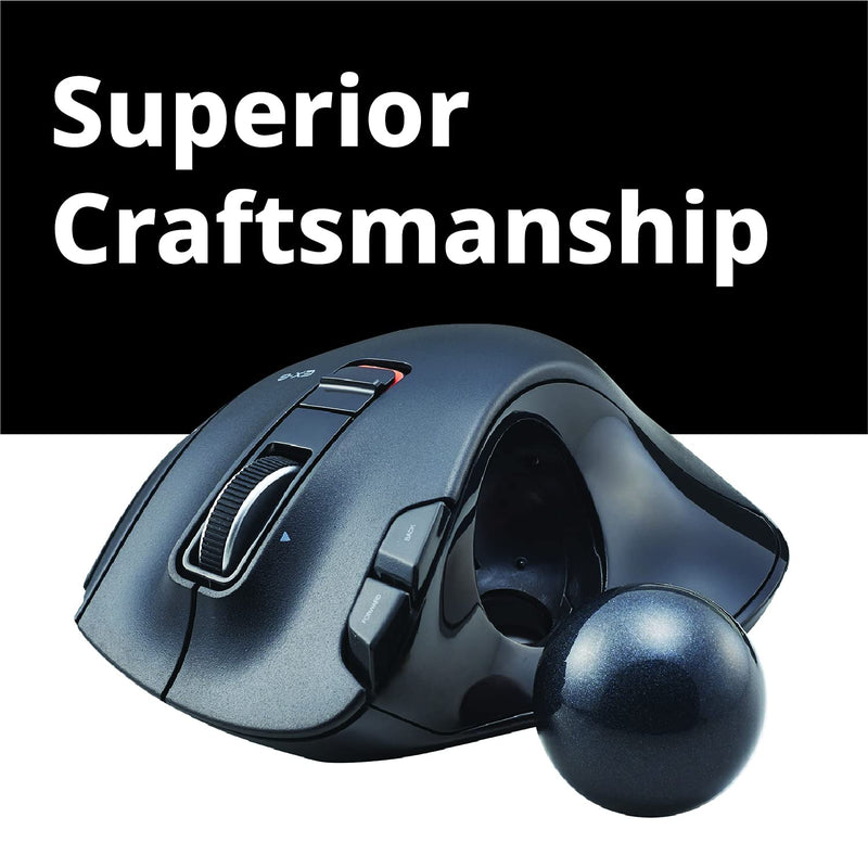 ELECOM EX-G Trackball Mouse, 2.4GHz Wireless, Thumb Control, Sculpted Ergonomic Design, 6-Button Function with Smooth Tracking, Ergonomic Design, Optical Gaming Sensor, Windows11, macOS (M-XT3DRBK)