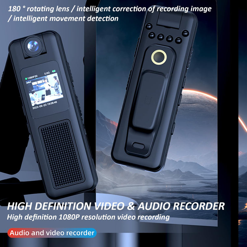 Body Camera with Audio and Video 1080p Recording, 64GB Camcorders, Rotatable Lens, Night Vision, Body Worn Cams for Personal Civilians, Service Record, Police Guard (with Magnetic Lanyard)