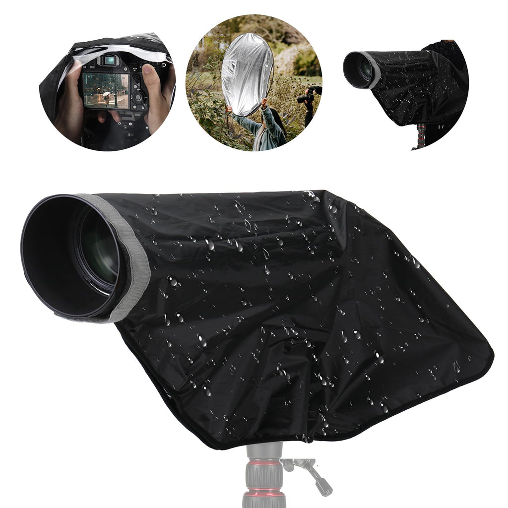 NEEWER 2 in 1 Camera Rain Cover & Reflector, XL Large Durable Nylon Waterproof Raincoat for Canon Sony Nikon Fujifilm DSLR Mirrorless Camera & Lens up to 800mm, with Viewing Window/Bag, PB017