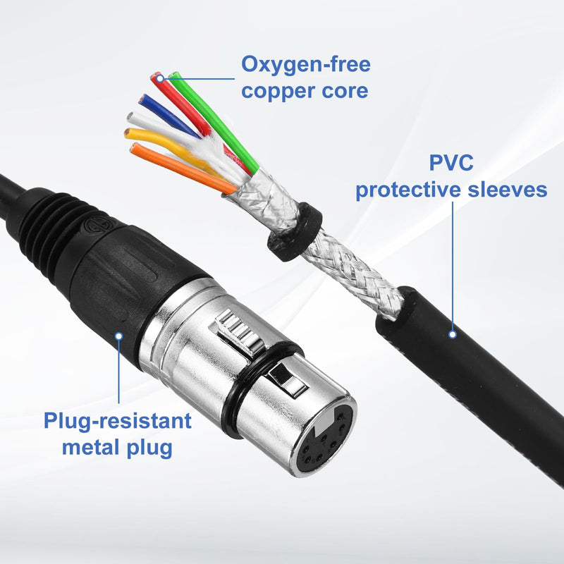 MECCANIXITY 16ft 7 Pin XLR Cable XLR Male to Female Adapter Microphone Cable for Stage Studio Cable 16 ft