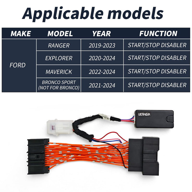 Auto Start Stop Eliminator Compatible with 2022 2023 2024 Ford Maverick | 2019-2023 Ranger | 2020-2024 Explorer | 2021-2024 Bronco Sport (Not for Bronco) Auto Stop Start System Disabler Auto Start Stop