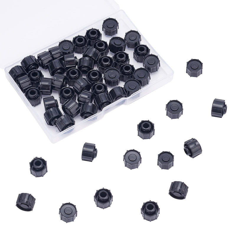 OLYCRAFT 50 Pieces Sealing Caps for Disposable Syringes Syringe Tip Caps Luer Lock Tip Syringe No Needle Tip Cap for Feed Pipes Black Syringe Cap with Transparent Container Black cylinder lace cap