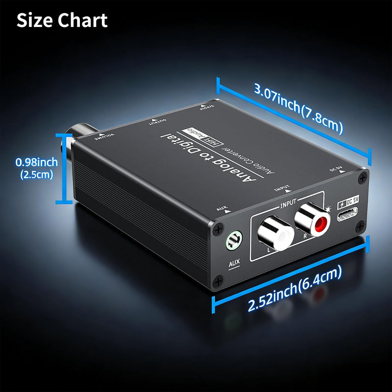 [AUSTRALIA] - Analog to Digital Audio Converter, RCA to Optical w/ 3.5mm AUX Jack Toslink, Coaxial Adapter with Adjustable Volume RCA to Optical Converter 