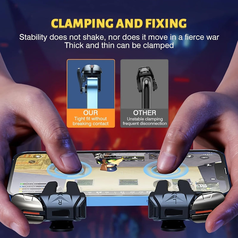 6 Finger Shooting Trigger Controller Sensitive Target Buttons Ergonomic Gamepad, Anti-Slip Anti-Sweat Gaming Finger Sleeves 1/3/6 Pairs for Smartphone FPS Shooting Battle Games Black + 3 Pairs