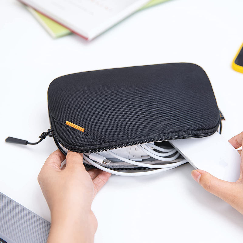 tomtoc Recycled Portable Storage Pouch Bag Case Accessories Organizer Compatible with MacBook Laptop Charger, Mouse, Cables, Hub, Power Adapter, Power Bank, Toiletries, Cosmetics, Personal Items Black