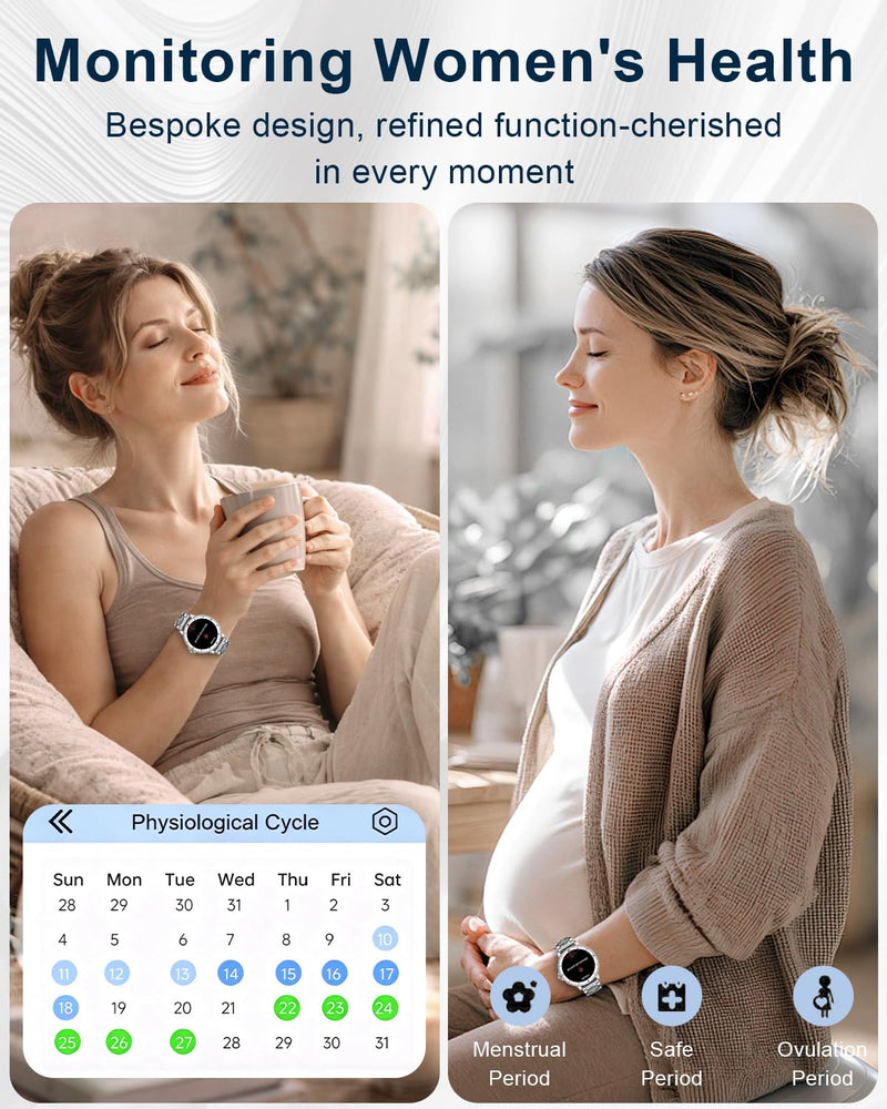 Smart Watches for Women(Answer/Make Call) with Diamond, 1.27" HD Bluetooth Smartwatch for Android iOS Phones, IP68 Fitness Tracker with Heart Rate, SpO2, Sleep Monitor, 120+ Sports, Silver