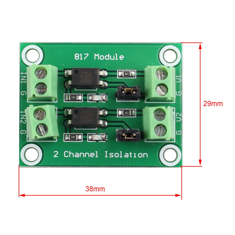 HALJIA PC817 Optocoupler 2 Way Voltage Insulation Board Voltage Control Switching Module