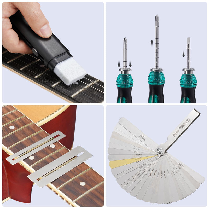 72Pcs Guitar Tool Kit, Guitar Repair Kit, Guitar Setup Kit, Professional Guitar Repairing Maintenance Tool Kit for Luthier Beginner, Guitar Accessories for Acoustic Guitar Ukulele Bass Banjo 72 Pcs