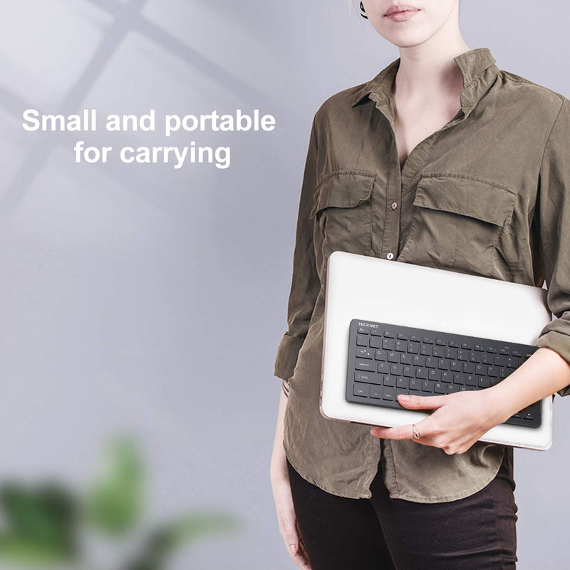 TECKNET Wireless Keyboard, 2.4G Portable Mini Computer Keyboard, Quiet Click, 12 Media Keys, Print Screen Key, Compact Ergonomic USB Keyboard for Laptop, Desktop, Smart TV, Notebook, Chromebook