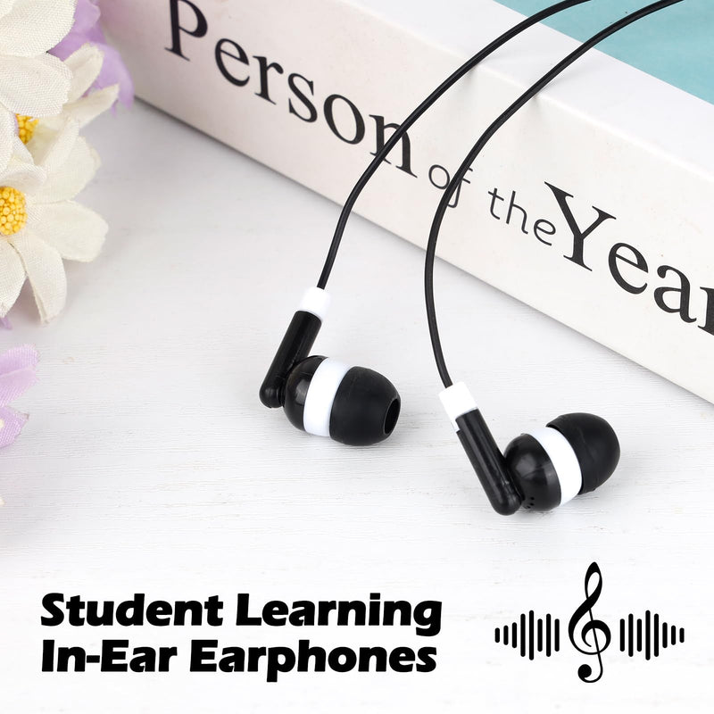 Kids Bulk Earbuds for Classroom School 100 Pack,Wired 3.5mm Jack | Classroom School Wholesale Students Perfect for School Classroom Libraries Black
