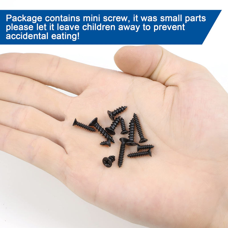 NINDEJIN 450PCS Miniature Phillips Flat Head Tapping Screws, M2.3 M2.6 M3 Countersunk Repair Screws Assortment Set, Black Self-Tapping Electronic Screw for Computer PC Pan Motherboard Glasses Watches | Carbon Steel, for Computer PC Pan Motherboard Glas...