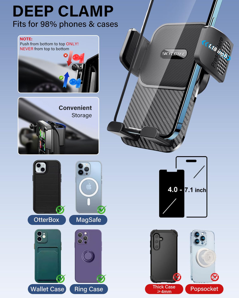 SKYLOTEC Car Phone Mount for Mazda 3 2014-2016/CX-3 2016-2021 Accessories | MX-5 MX5 Miata 2016-2023, 7-Inch Screen Automobile Cradles with Extension rod, Cell Phone Holder, Not Block Air Vent Universal Holder CX-3 2016-2021(Extension Rod)