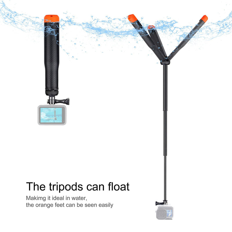 Floating Selfie Stick for GoPro Hero 13 12 11 10 9 8 7 6 5 4 3 Mini Max Fusion Session, SJCAM, AKASO Action Camera, 4 in 1 Underwater Waterproof Pole Monopod Hand Grip Tripod Stand