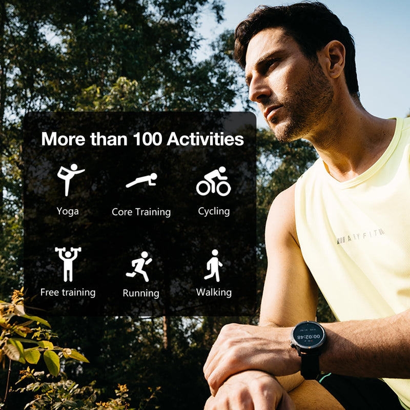 AGM Legion Rugged Smart Watch for Men, Waterproof, Shockproof & Drop-Proof | 5ATM, 100+ Sports Modes, Bluetooth Calling, Compass, Barometer & Altimeter, 1.43" AMOLED Display, Heart Rate & Sleep Tracking