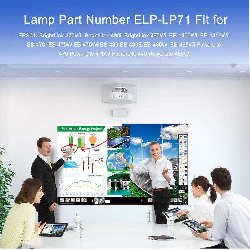 Powerlite 480 Bulb for ELPLP71 V13H010L71 Epson brightlink 485wi brightlink 475wi powerlite 480 Projector Replacement Lamp with housing.