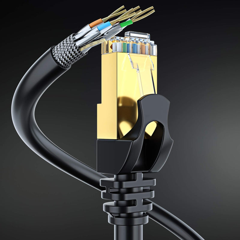 Maximm Flat Cat7 Ethernet Cable SFTP Shielded Black 250ft 250 Feet