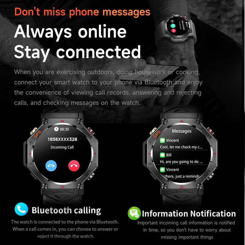 SW8(Black) 1.39" Stylish Smartwatch for Men, Bluetooth Calling, AI Voice Assistant, 107 Sport Modes, 3ATM Waterproof, Fashionable Design, Compatible with Android/iOS Black