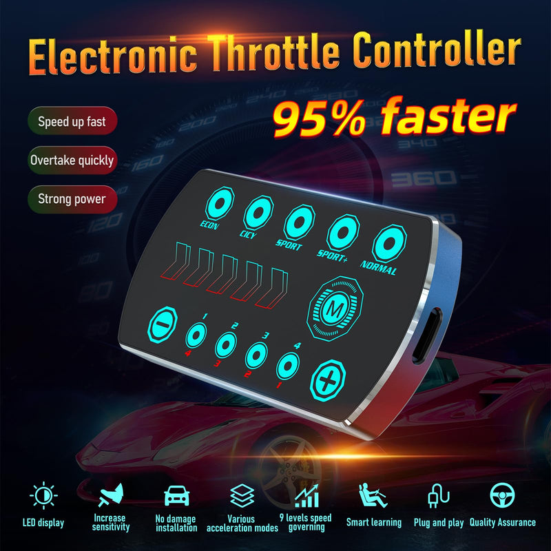 Throttle Response Controller 10 Drive Modes Smart Electronic Accelerator | Fit for Ford F150 F250 F350 F450 F550 Explorer Mustang Bronco Ranger Edge Fusion Taurus Focus Land Rover Mazda 861-6 861-F6
