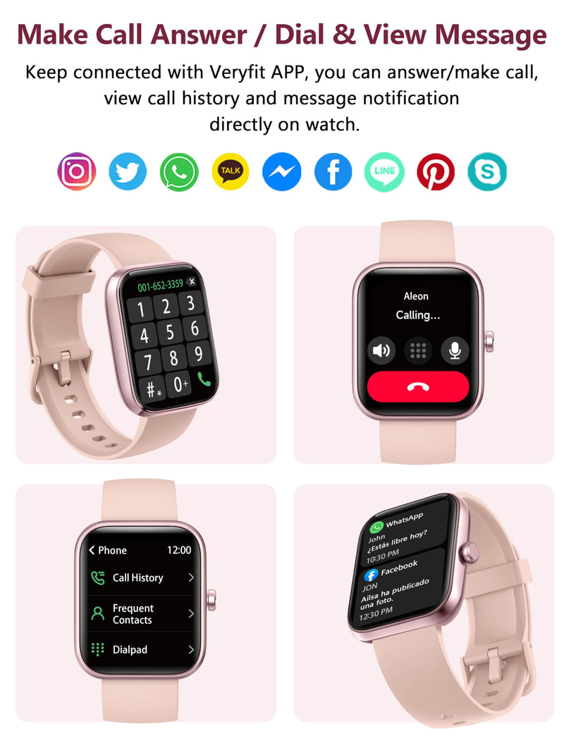 [AUSTRALIA] - Smart Watch, 1.83'' Smartwatch Women Men Answer Make Calls, Alexa Fitness Watch, IP68 Waterproof Fitness Tracker Watch, Heart Rate / Sleep Monitor, 100+ Sports Pedometer Watch for android & iOS Phone Pink 