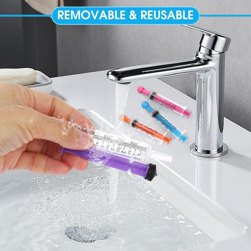 Pack of 30 Disposable Syringes, 5 ml, Plastic Syringe with Cap, Feeding Syringe Without Needle, Sterile Syringes for Animal Feeding, Refills, Liquids, 5 Colours