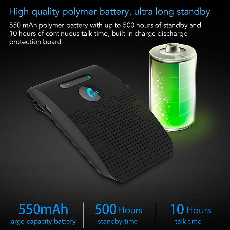 Bluetooth Car Speakerphone, Car Speaker Bluetooth Speakerphone Wireless Sun Visor Audio Receiver Adapter Handsfree Mp3 Speaker with Back Clip for Handsfree Talking