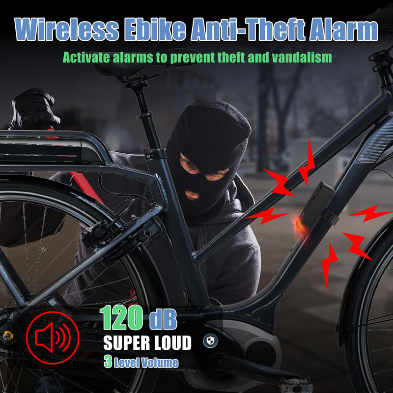 Wireless Remote Bike Alarm with Warning Light, Anti-Theft Alarm Vibration Motion Sensor, Loud Sound 120dB, IP65 Waterproof for Scooter Motorcycle Golf Car Trailer Garage Ebike Bike Alarm with Remote 1 Pack