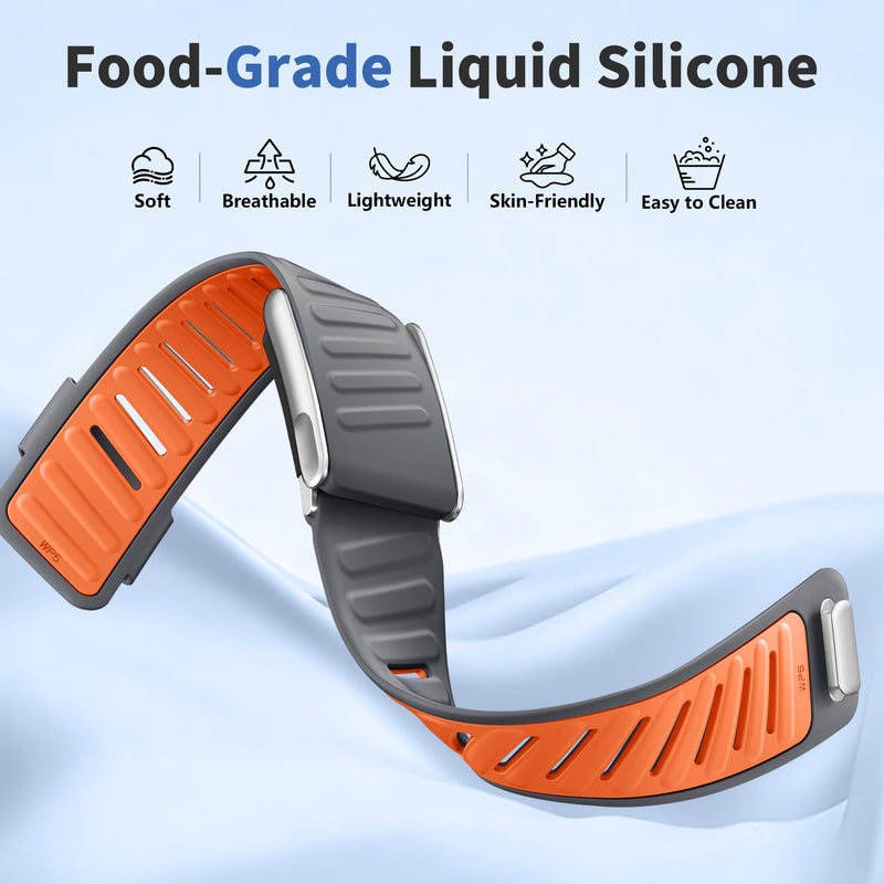 Maledan Waterproof Silicone Sport Band for Whoop 5.0/MG for One/Peak/Life | 3-Pack Soft Silicone Whoop Bands for WHOOP 5.0/MG, Breathable and Sweatproof. Quick-Release Design, Easy to Swap and Clean Orange/Darkgray Orange/Black
