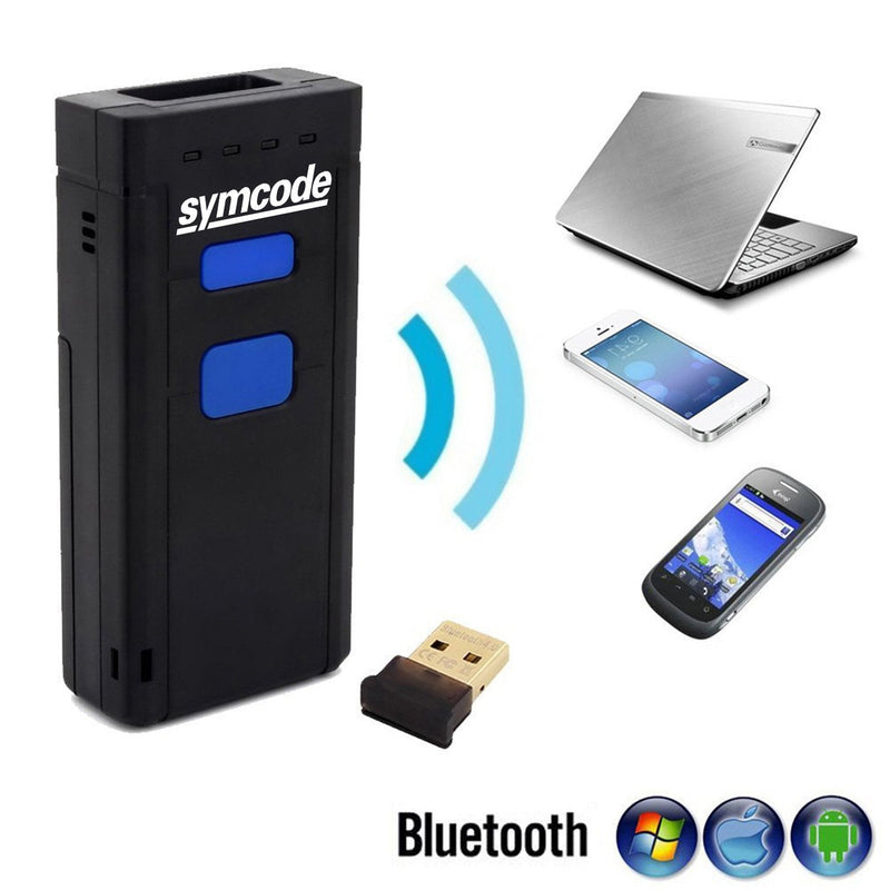 [AUSTRALIA] - Symcode Bluetooth Wireless Barcode Scanner,Compatible with Bluetooth Function & 2.4GHz Wireless, Portable Barcode Reader Work with Windows, Mac,Android, iOS Phones, Tablets or Computers Laser 1D Bluetooth Scanner 