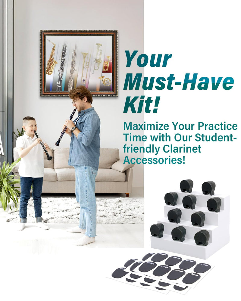 Libretto Mouthpiece Pad & Thumb Rest Cushion for Clarinet, Oboe. Giftable Woodwinds Accessory Kit: 32pcs Mouthpiece Patch, 10pcs Thumb protectors. Expertly Prepared for Your Clarinet Experience! Mouthpiece pad+Thumb Rest Cushion
