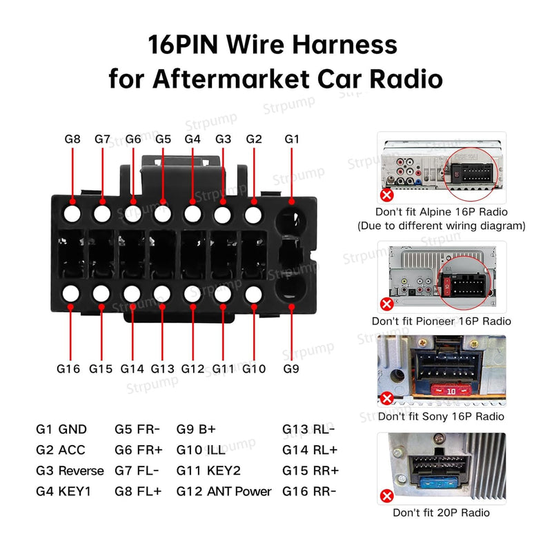 16pin Car Radio Stereo Power Retrofit Harness Cable Wire Loom Connector for Chevrolet GMC Silverado/Colorado/Suburban/Chevy Tahoe/Trailblazer/Buick Envision/Verano Plug