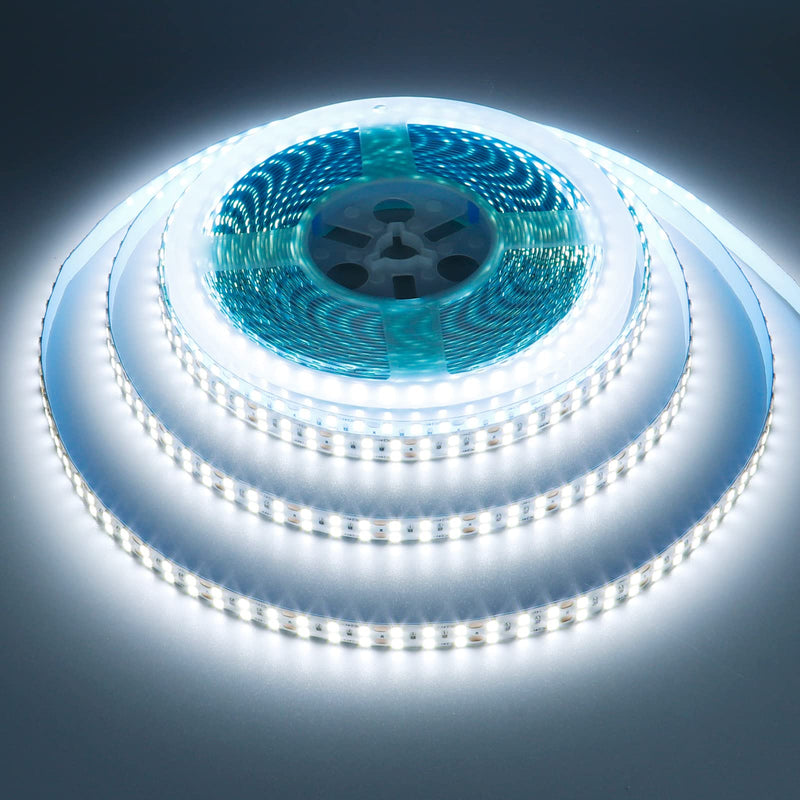 24V 32.8ft/10M Double Row LED Strip Light Cool White 6000K 2400LEDs 2835SMD 160W High Brightness 11000LM No-Waterproof IP20 Flexible Ribbon for Kitchen Hallways Decoration(No Power Supply)