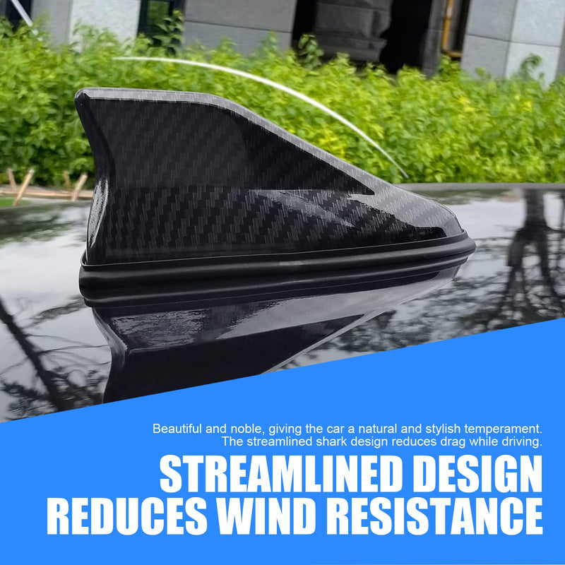 1 PC Car Shark Fin Antenna, AM/FM Radio Signal Base Cover, ABS Signal Receiver, Punching-free Antenna Replacement, Universal for Most Cars, Trucks and Vans (Carbon Fiber Black) 1 PC Carbon Fiber Black