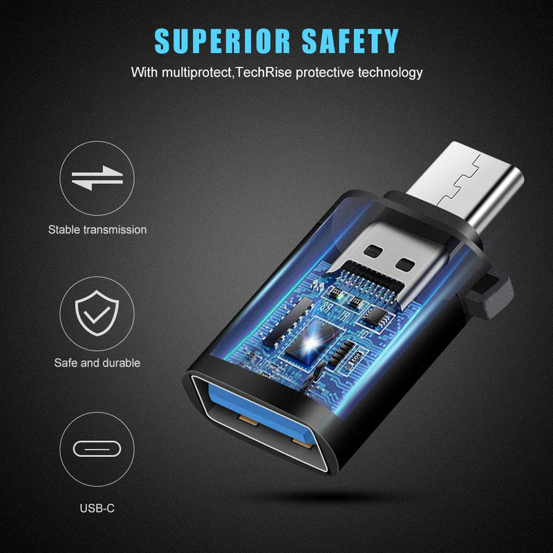 USB C Adapter 4Pack Micro USB to USB C Adapter USB C to USB-A USB C to USB Converter Type c Adapter OTG USB Type C Adapter Portable Key Fob for Huawei Mate Galaxy LG 4usb type c kit
