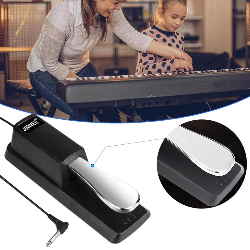 Piano Sustain Pedal，Digital Piano and Keyboard Sustain Pedal with Polarity Switch Compatible for Most Digital Pianos, Yamaha, Casio and MIDI Keyboards(Black) Small