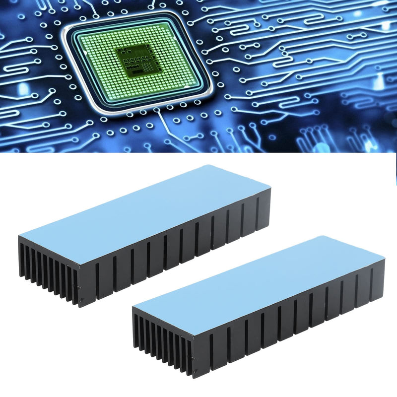 Cooling Fins, Aluminium Heatsink, Pack of 2, Slotted Design, 120 x 40 x 20 mm, High Efficiency for Electronic Components for CPU (with Adhesive)