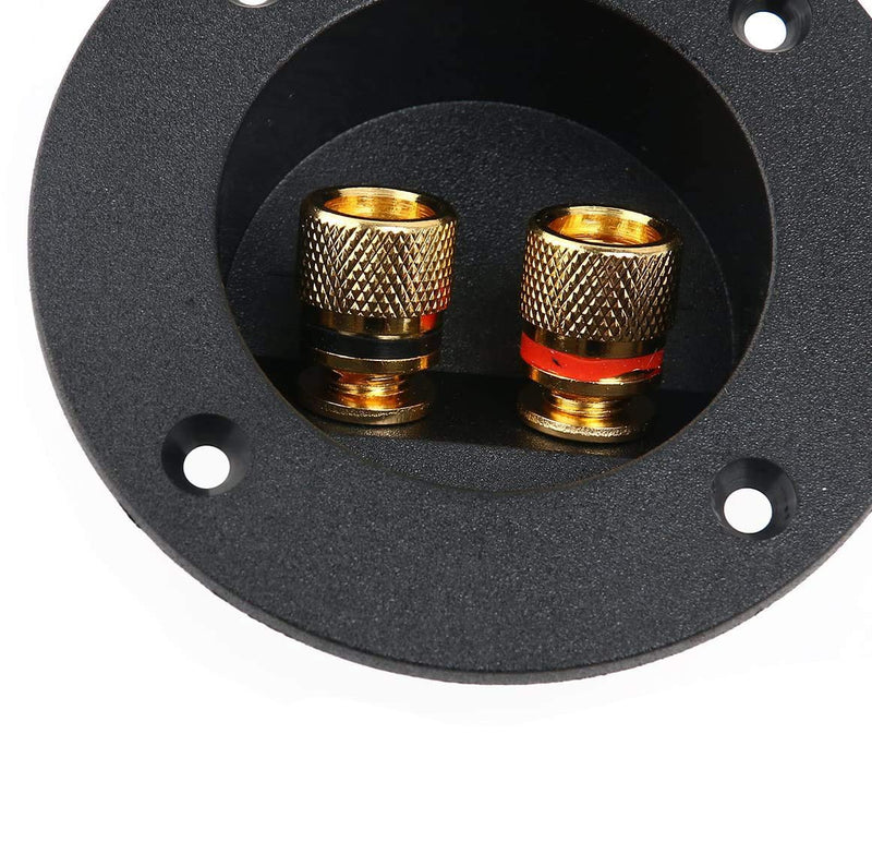2 Pcs Black 3" Round 2-Way Speaker Box Terminal Binding Post Screw Cup Connector Subwoofer Plug