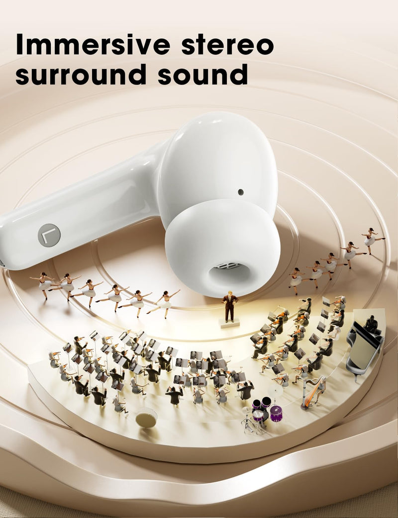 Wireless Earbuds Deep Bass Sound Ear Buds, Bluetooth 5.3 Headphones 48H Playtime, LED Display Earphones with Mic, IPX7 Waterproof Lightweight in-Ear Buds, Touch Control for iPhone TV Laptop Black