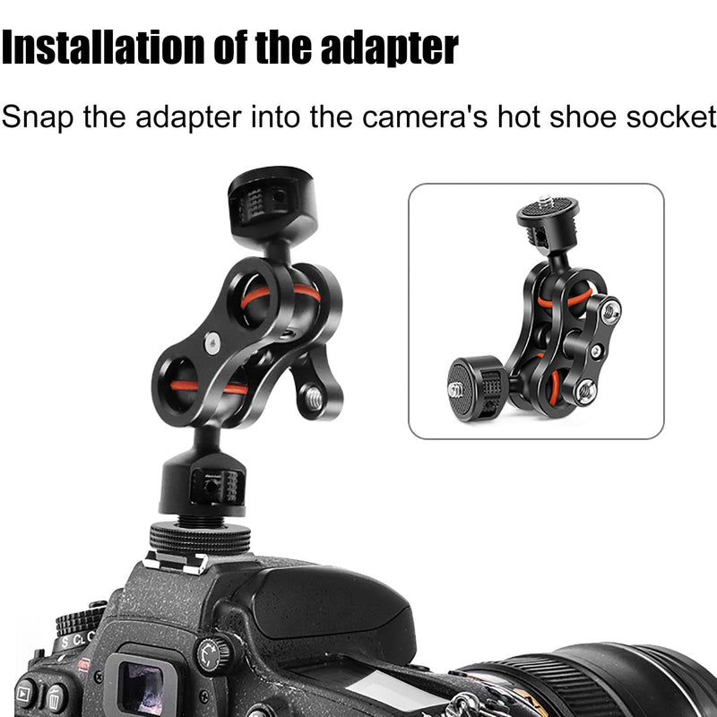 1/4" Female Thread to Hot Shoe Adapter LUORNG 2PCS Hot Shoe Mount Adapter with 1/4 to 1/4 inch Male Screw for Magic Arm, Video Light,Monitor