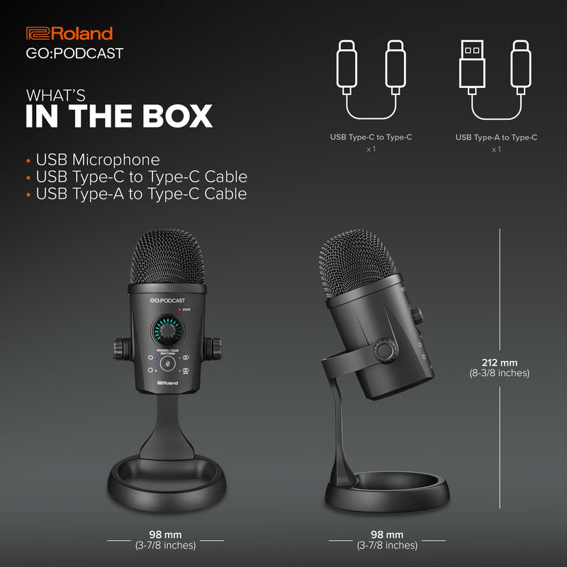 [AUSTRALIA] - Roland GO:Podcast Video Podcasting Studio for Smartphones | Livestreaming System for Podcasters, Vloggers & More | Intuitive Video App | USB Microphone | Four Polar Patterns 
