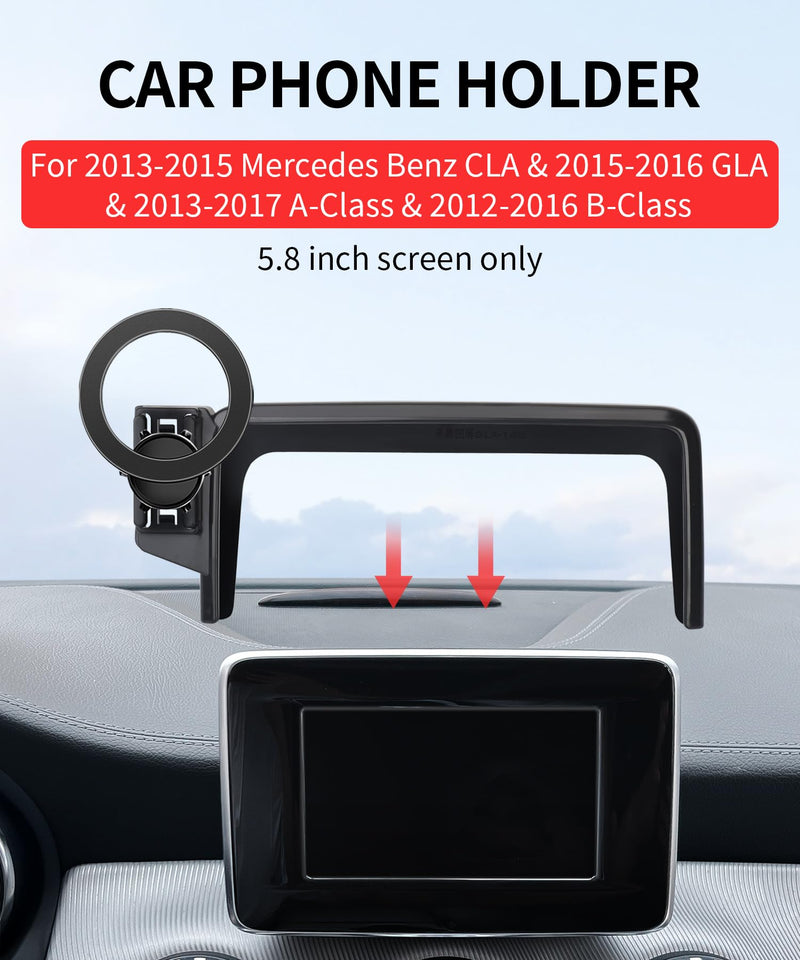 Car Phone Holder for Mercedes-Benz CLA/A-Class/B-Class 2013-2015 5.8"Screen | GLA-Class 2015-2016, Magsafe Accessories Magnetic Cell Phone Mount Clip Compatible with iPhone, 3D fit Navigation Bracket