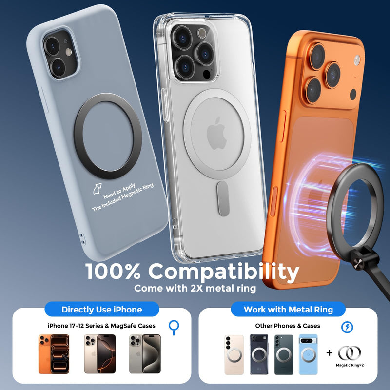 2026 Upgraded Metal Base Vacuum Magnetic Car Phone Holder, 360° Rotatable & Ultra Secure, Super Strong Suction for MagSafe iPhone Android Phone Mount for Car Gym Mirror Warm Bronze
