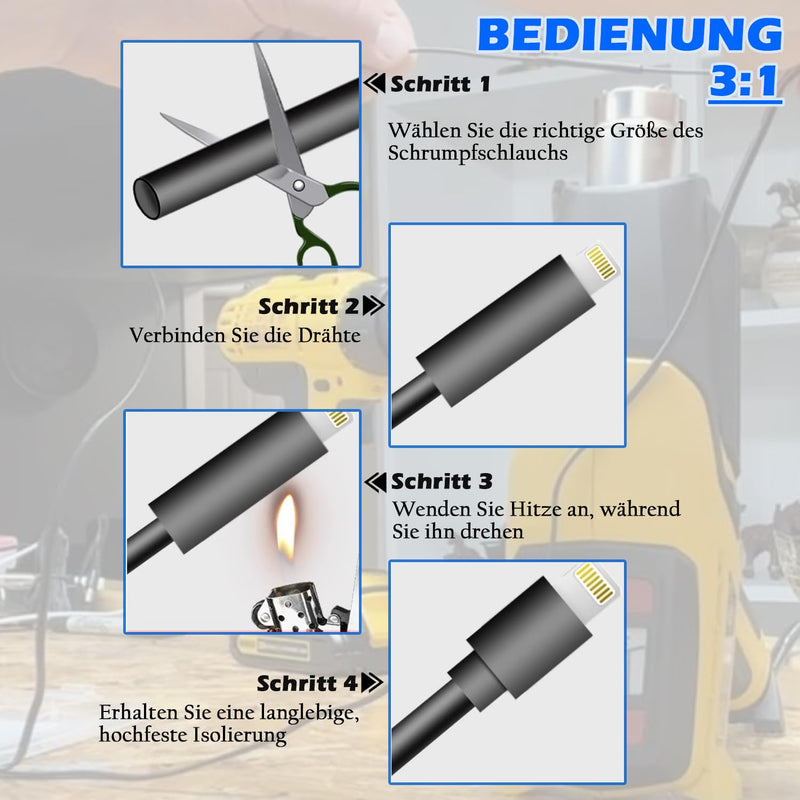 [AUSTRALIA] - Heat Shrink Tubing, 270 Pieces, 3:1 Ratio, Adhesive Coated Heat Shrink Tubing, Marine Quality, 45 mm Length, Heat Shrink Connector, Waterproof, Perfect for Home, Automotive, Industry, 