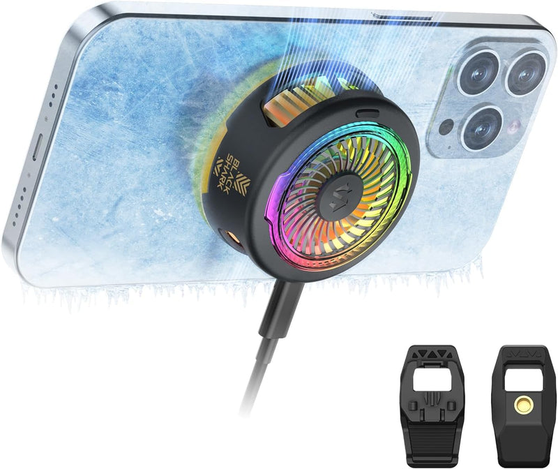 Black Shark FunCooler 5 Magnetic Cell Phone Cooler for Gaming, Portable Mobile Phone Cooling Fan with RGB Light, Cellphone Radiator for iPhone Magnetic Series/Android/Tablet/iPad (Black) FunCooler 5 Black